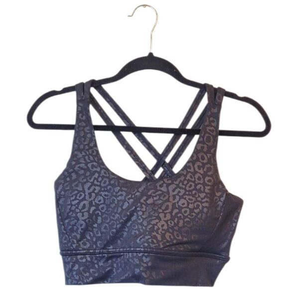 Buffbunny Collection Other - Buff Bunny Women's Black Shiny Leopard Print Sports Bra Size L NWT